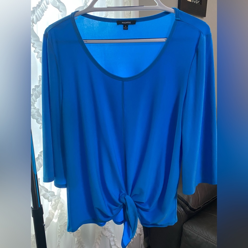 Premise Soft Blue Tie Detail Shirt Size Medium